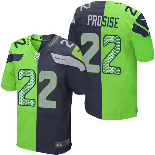 Nike Seahawks #22 C. J. Prosise Steel Blue/Green Men's Stitched NFL Elite Split Jersey - Click Image to Close